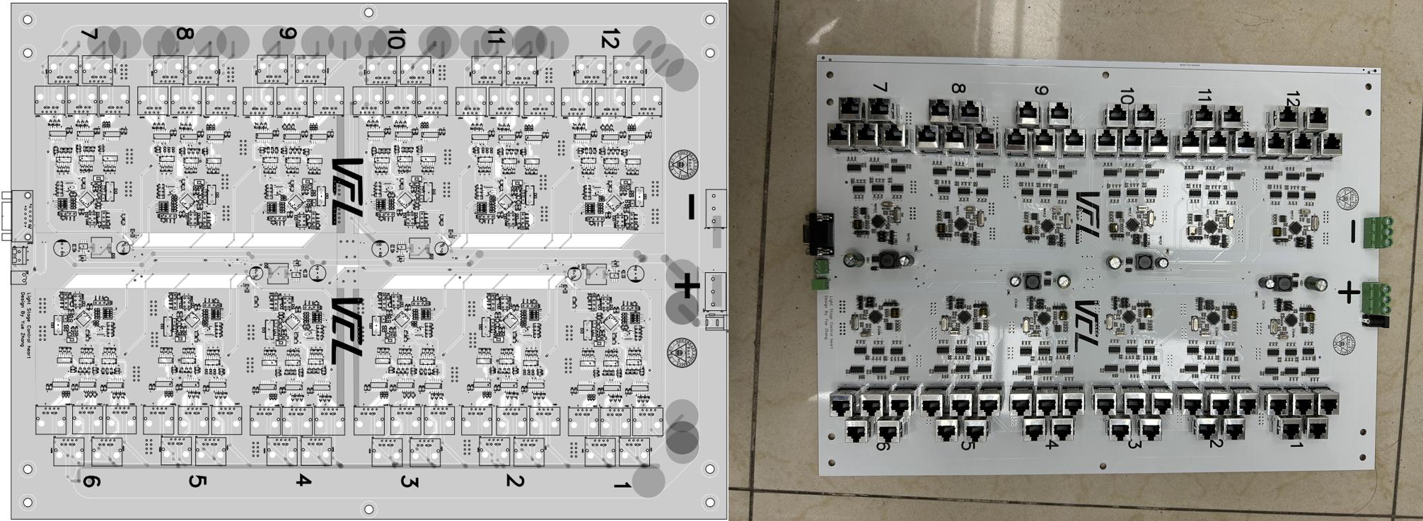 Physical drawing and PCB layout of the Control board